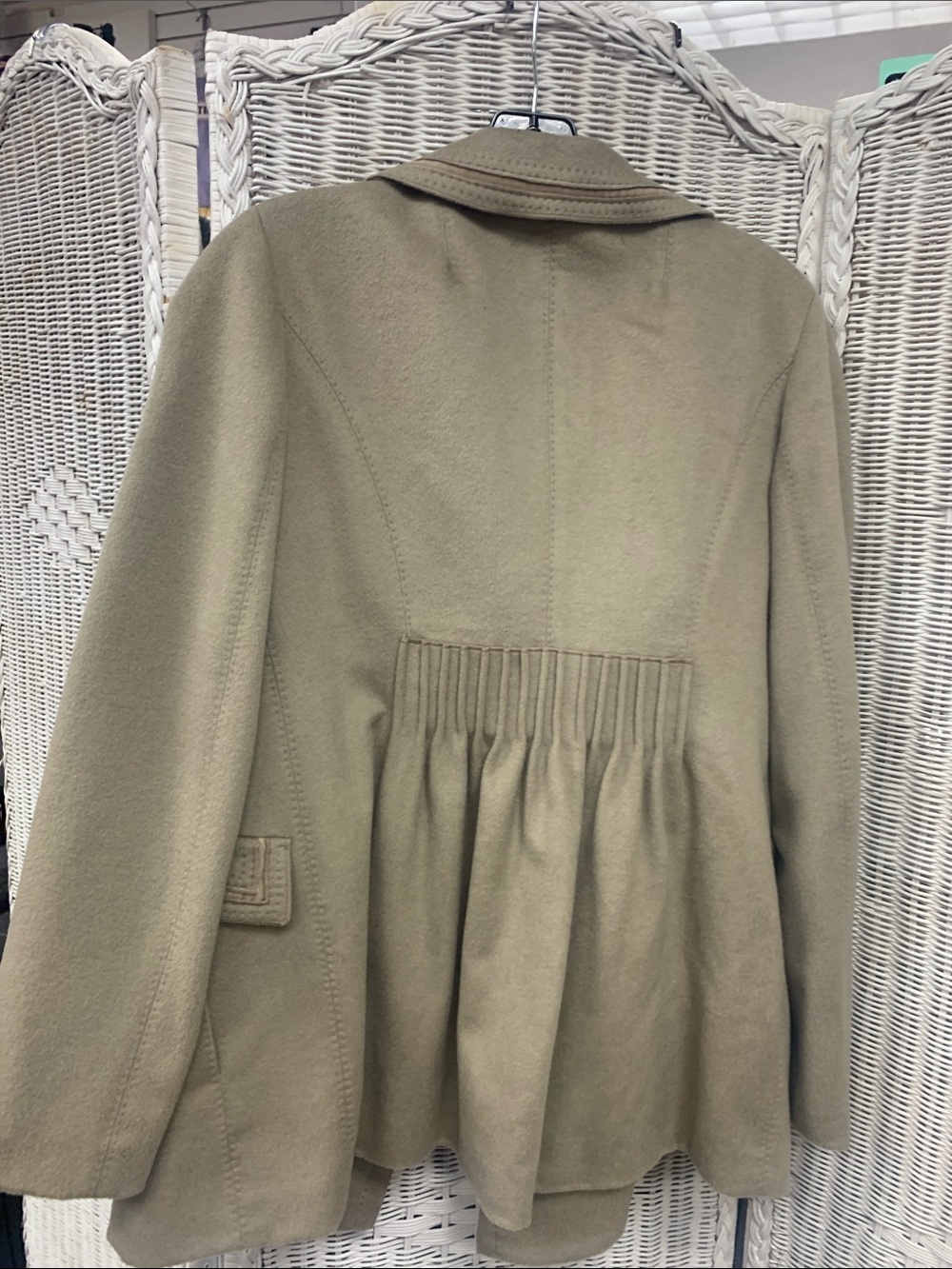 Per Se wool/cashmere taupe Double-Breasted Peacoat - Picture 4 of 6
